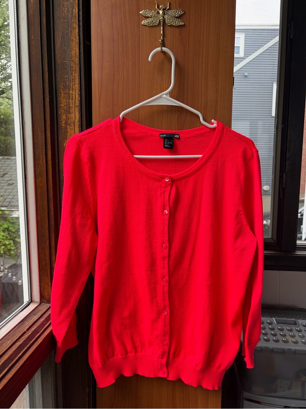 H&M Women’s Bright Red Button-Front Cardigan